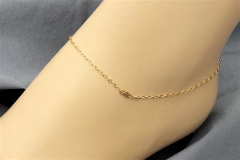 11 inch ankle bracelets|11 inch 14k gold anklet.